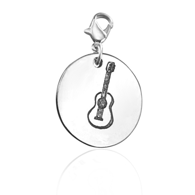 Personalised silver guitar charm jewellery