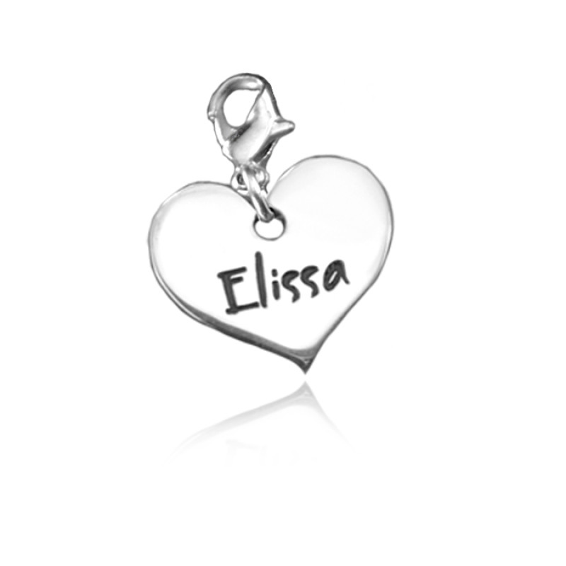 Silver personalised heart-shaped charm