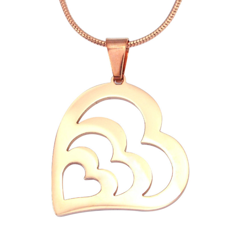 Hearts of Love Necklace in rose gold finish