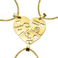 Joined Triple Heart Puzzle Pendants Gold-coloured heart puzzle pendants joined together