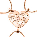 Rose Triple Heart Puzzle Pendants Rose-coloured heart puzzle pendants joined together