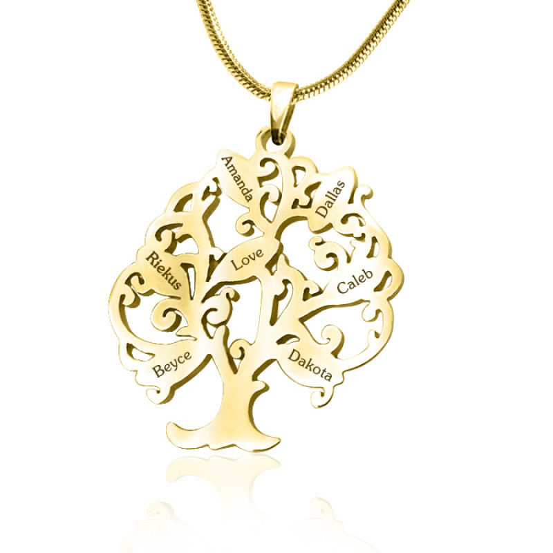 Personalised Tree of My Life Necklace Gold Personalised Tree of My Life necklace in gold finish
