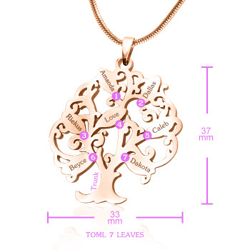 Personalised Tree of My Life Necklace 7 - 18ct Rose Gold Plated Personalised Tree of My Life Necklace 7 - 18ct Rose Gold Plated