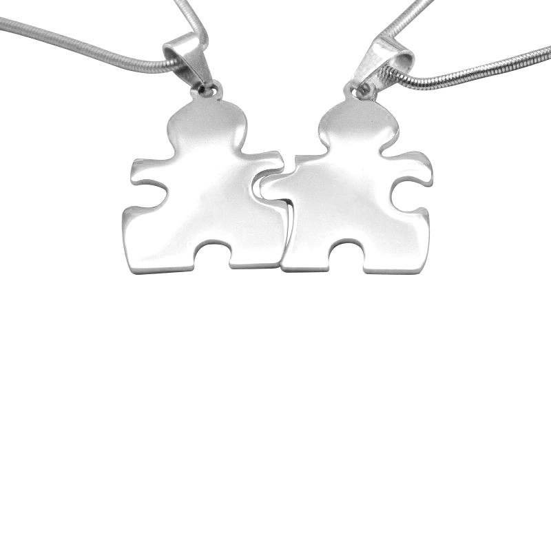 Two-piece personalised puzzle necklace