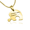 Personalised Triple Heart Puzzle Necklace Set Three personalised heart puzzle pendants that connect to form a heart