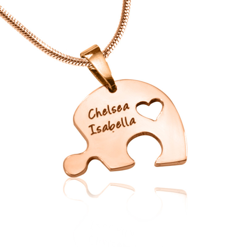 Personalised Triple Heart Puzzle Necklace Set Three personalised heart puzzle pendants that connect to form a heart