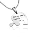 Personalised Triple Heart Puzzle Necklace Set Three personalised heart puzzle pendants that connect to form a heart