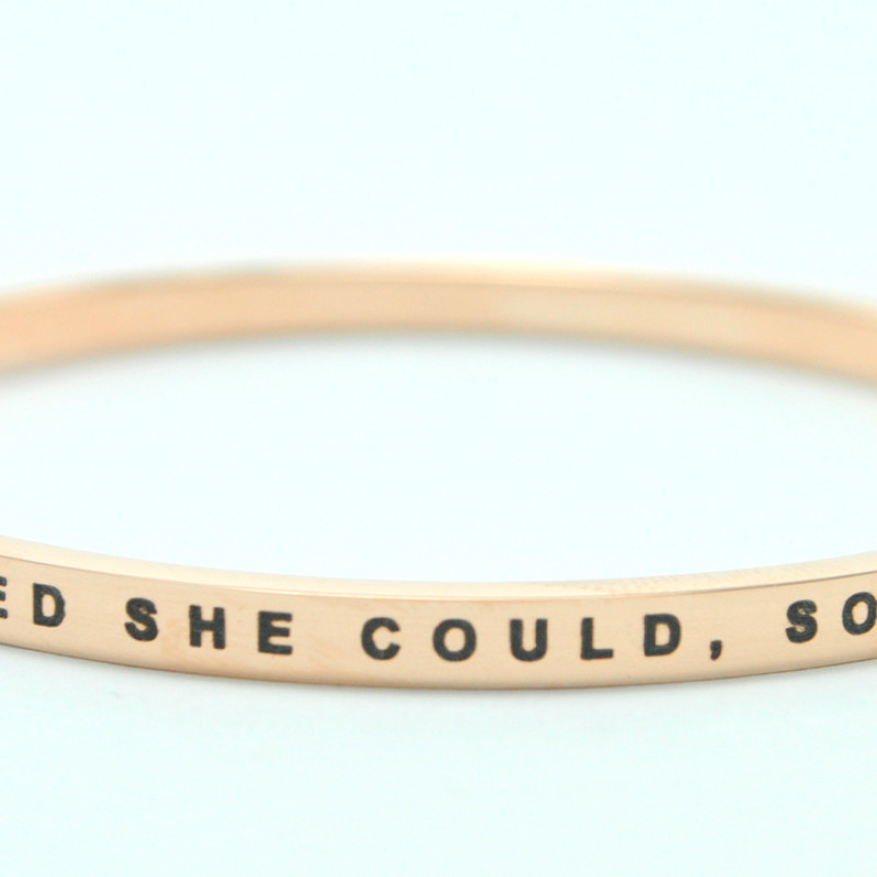 Personalised She Believed She Could Bangle Rose gold personalised She Believed She Could bangle