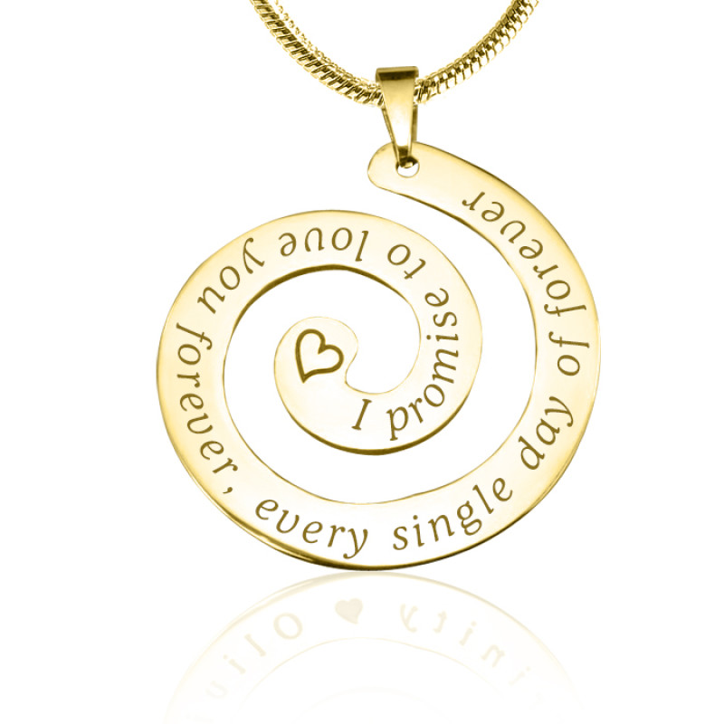 Gold Promise Swirl pendant with engraved promise inscription