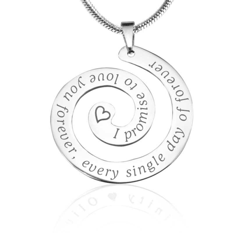 Promise Swirl pendant with engraved forever-love inscription