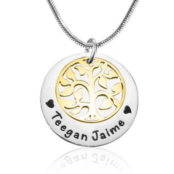 Personalised My Family Tree Single Disc - Two Tone - Gold Silver