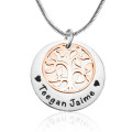 Personalised My Family Tree Single Disc Necklace Personalised family tree single disc necklace in rose gold and silver tones