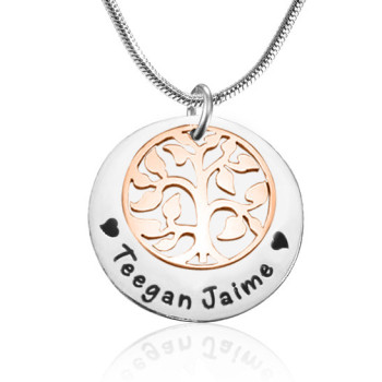 Personalised My Family Tree Single Disc - Two Tone - Rose Gold Silver