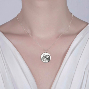 Grey Colour Photo Necklace with Engraved Text Grey Colour Photo Necklace with Engraved Text