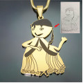 Custom kids' drawing necklace example
