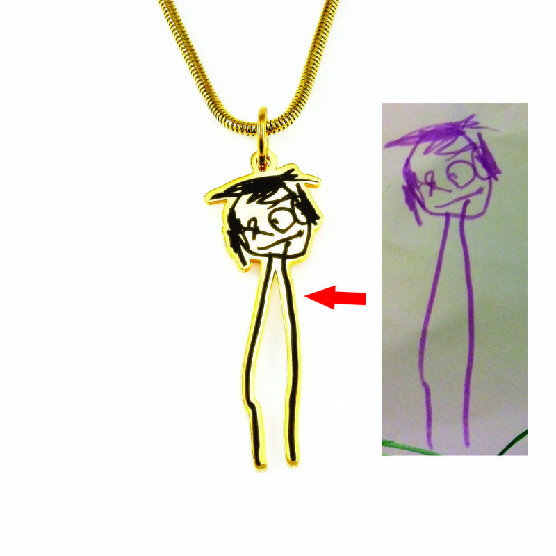 Custom kids' drawing necklace example