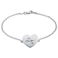 Heart Shaped Engraved Handwriting Bracelet Heart-shaped engraved handwriting bracelet with a Rolo chain