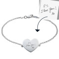 Heart Shaped Engraved Handwriting Bracelet Heart-shaped engraved handwriting bracelet with a Rolo chain