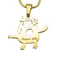 Gold custom kids' drawing necklace example