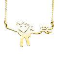 Gold custom kids' drawing necklace example