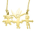 Gold custom kids' drawing necklace example