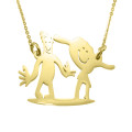 Gold custom kids' drawing necklace example