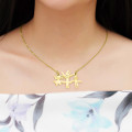 Gold custom kids' drawing necklace example