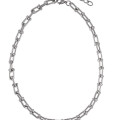 U-shape chunky link chain necklace with silver and gold hardware