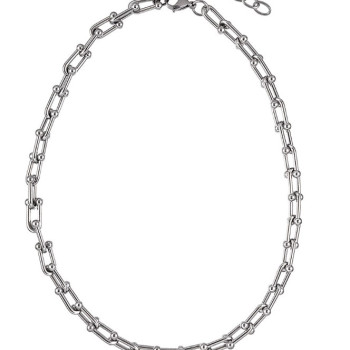 U Shape Chunky Link Chain Silver & Gold Hardware Necklace