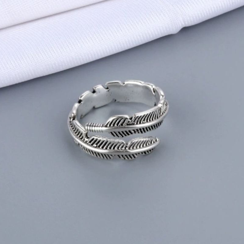 Adjustable Silver Plume Ring Adjustable silver plume feather ring