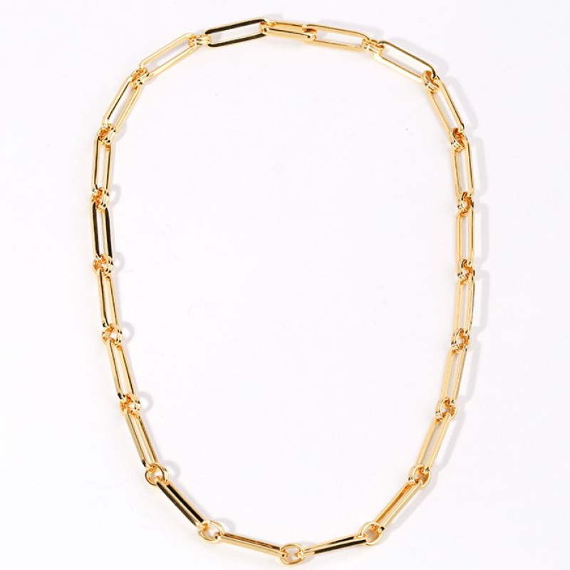 Adjustable long link chunky chain necklace in silver or gold colour