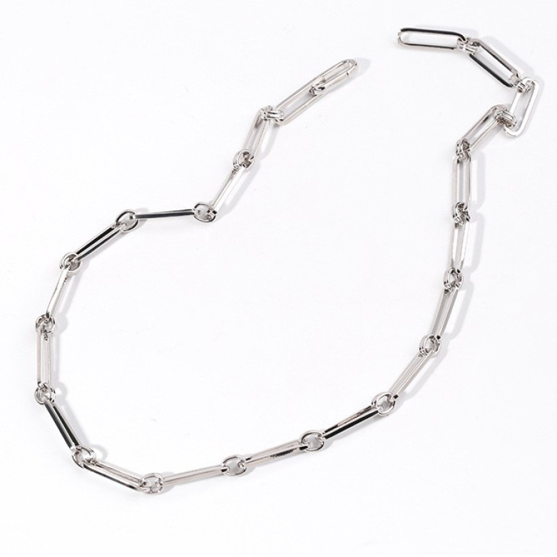 Adjustable long link chunky chain necklace in silver or gold colour