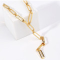 Adjustable long link chunky chain necklace in silver or gold colour
