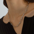 Adjustable long link chunky chain necklace in silver or gold colour