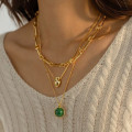 Adjustable long link chunky chain necklace in silver or gold colour