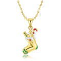 Gold vermeil sterling silver Christmas sock pendant with chain