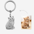 Personalized sterling silver pet photo keyring keepsake