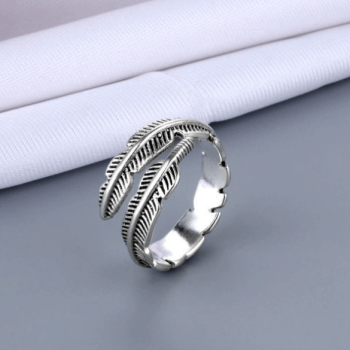 ADJUSTABLE PLUME RING VINTAGE FEATHER RING MADE FROM SILVER ADJUSTABLE PLUME RING VINTAGE FEATHER RING MADE FROM SILVER