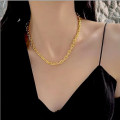 U-shape chunky link chain necklace with silver and gold hardware