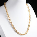 U-shape chunky link chain necklace with silver and gold hardware