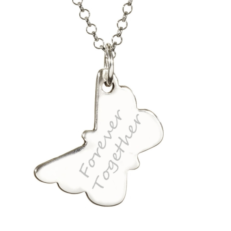 Butterfly Necklace Reverse Engraving Reverse of the butterfly hand and foot print necklace for engraving
