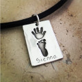 Personalised Silver Hand or Footprint Double Dogtag Personalised solid silver double dogtag for hand or footprints