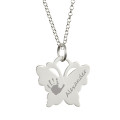 Engraved Butterfly Handprint Necklace Back view of engraved butterfly handprint necklace