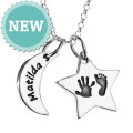 Personalised Moon & Star Hand & Foot Print Necklace Personalised moon and star handprint and footprint necklace