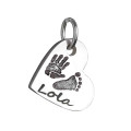 Sterling Silver Hand and Footprint Heart Charm Necklace Personalised hand and footprint heart charm necklace