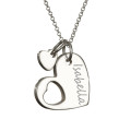Reverse of heart footprint necklace charm with engraving area