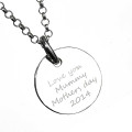 Back view of personalised engraved sterling silver necklace charms