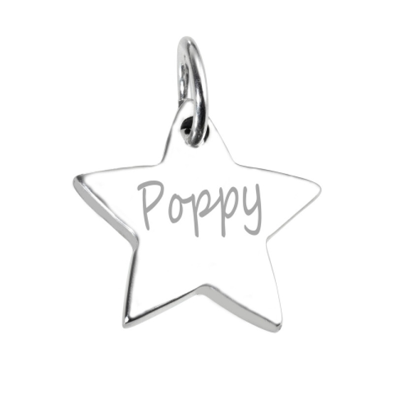 Reverse side of a star charm with name engraving