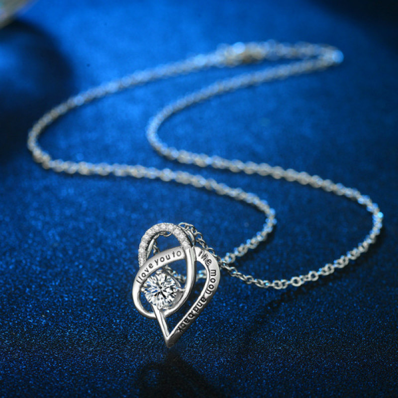 I Love You To The Moon and Back Heart Necklace Sterling silver heart necklace with I Love You To The Moon and Back message