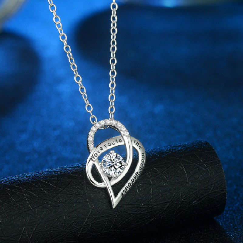 I Love You To The Moon and Back Heart Necklace Sterling silver heart necklace with I Love You To The Moon and Back message